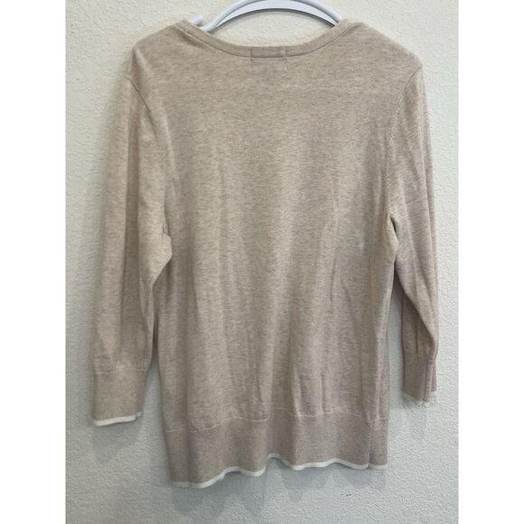 LANDS' END Sail Boat Nautical Supima Cotton Pullover Sweater Beige Size Large - Picture 2 of 5